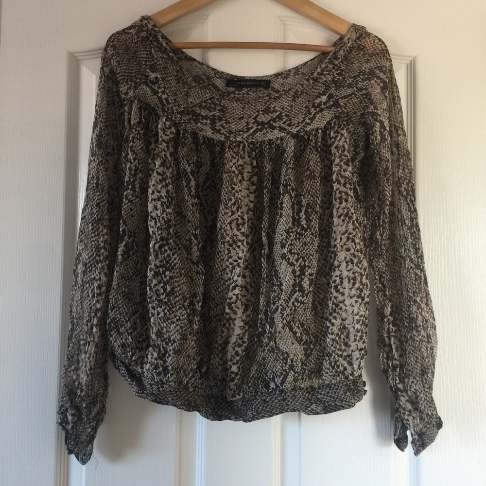 Zara snake python print sheet blouse - sz M
